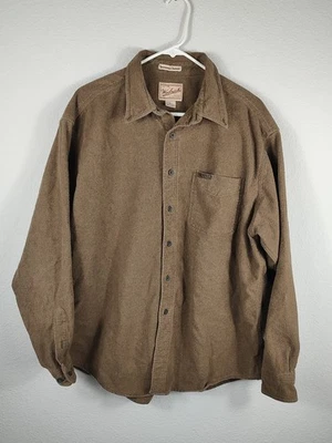 Vintage Men’s Woolrich Brown Flannel Sportsman’s Chamois Button Up Shirt XL - Image 1 of 4