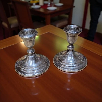 2 Candelabros Gorham Plateados 5"H DE COLECCIÓN YC3000 Post 1940 Foto 1 de 4