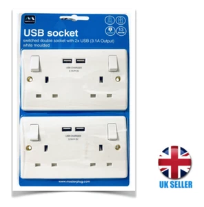 BG 2x Electrical Double 13A Socket with 2x USB outlet Type A - 3.1A - Picture 1 of 4