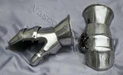 Guanteletes milaneses con guantes de cuero de recreación medieval vikinga SCA Foto 1 de 4