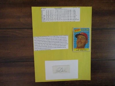 ED BAILEY(Died-2007)Signed Trimmed Index Card w/8 x 11 Display w/Obit/1958 Topps - Image 1 of 4
