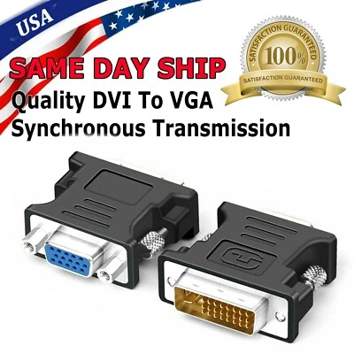 2PC DVI-I Male Analog (24+5) to VGA Female (15-pin) Connector Adapter Desktop PC - Image 1 of 4