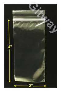 1000 set 2" x 4" Reclosable Resealable Zip Top Lock Clear Plastic Bags 2 ML - Picture 1 of 1