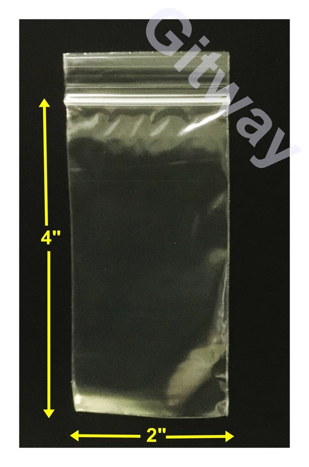 1000 set 2" x 4" Reclosable Resealable Zip Top Lock Clear Plastic Bags 2 ML - Image 1 of 1