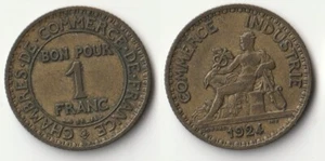 1924 France 1 franc coin - Picture 1 of 1