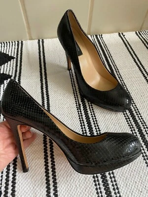 Zapatos de salón Ann Taylor para mujer negros de cuero de diseñador con plataforma talla 8 M Foto 1 de 4
