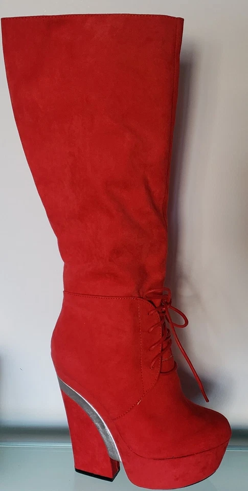 NUEVAS Botas de Vestir Para Mujer Talla 6 FAHRENHEIT Tacón Alto Color Rojo Nuevas en Caja Foto 1 de 4