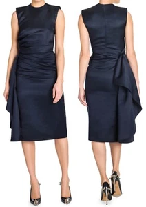 Alexander McQueen Women's Draped Silk Cocktail Dress Blue Size 38 / US 2 - Italy - Picture 1 of 12
