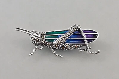 9923511 925er Argento Markasit-Brosche Griglia Smaltato - Immagine 1 di 2