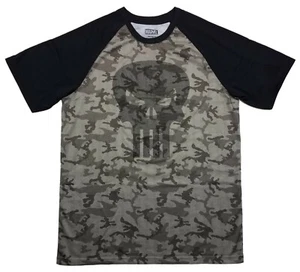 Marvel The Punisher Army Camouflage Raglan Short Sleeve T-Shirt | M (40) - Picture 1 of 3