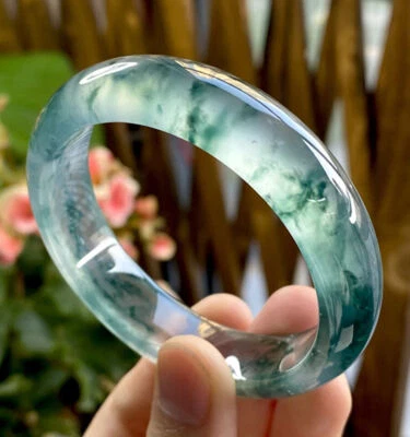 Brazalete brazalete de piedras preciosas de jadeíta verde natural genuino 54-64 mm joyería AAA Foto 1 de 4