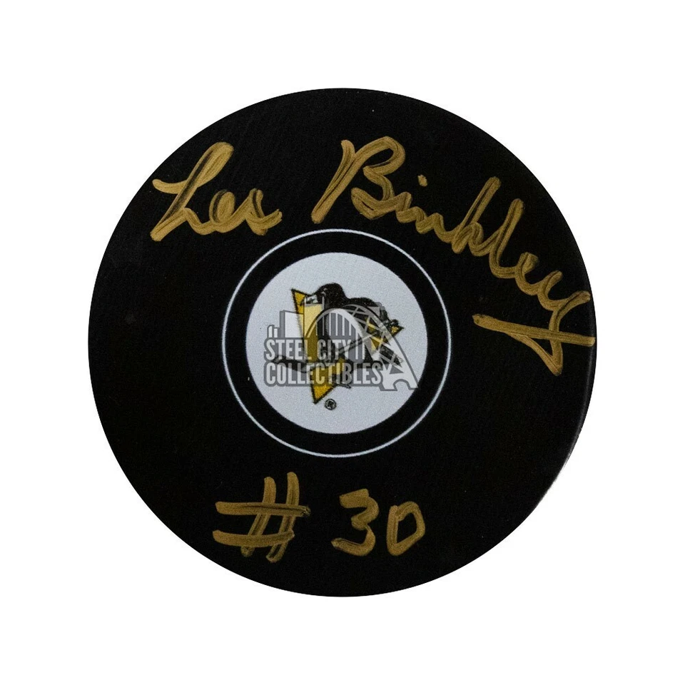 Les Binkley Autographed Pittsburgh Penguins Hockey Puck - BAS (Gold Ink) - Image 1 of 1