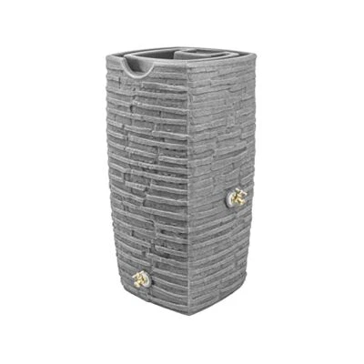 Barril de agua de lluvia de 50 galones, textura de granito, grifo doble, ecológico, respetuoso Foto 1 de 4