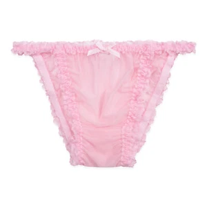 Nylon Sheer Mesh Frilly Sissy Sheer Tanga Knickers Bikini Panties Sizes S-XXL - Picture 1 of 21