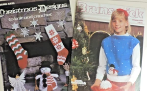2 Holiday/Christmas Crochet/Knitting Sweaters/Decorations/Stockings 1980s - Picture 1 of 5