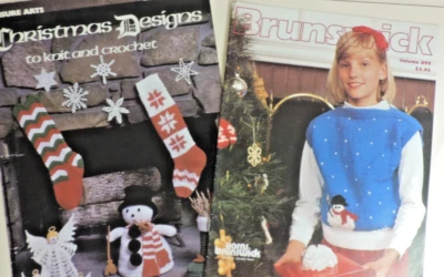 2 Holiday/Christmas Crochet/Knitting Sweaters/Decorations/Stockings 1980s - Image 1 of 4