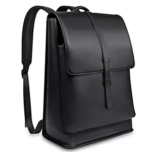 Laptop Bag Genuine Leather Laptop Backpack for Men Women Travel Work 15" Black - Picture 1 of 9