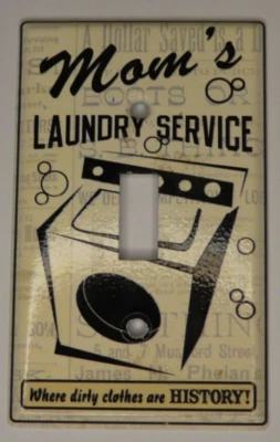 Cubierta de pared de placa de interruptor de luz de metal para servicio de lavandería de mamá hecha en EE. UU. por Mulberry Foto 1 de 4