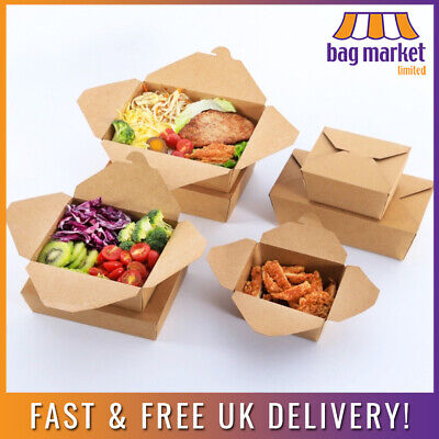 Biodegradable Kraft Food Takeaway Boxes | Deli/Noodles/Rice/Pasta/Compostable • 24.99£