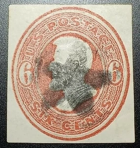 1870-71 US BoB Stamp #U87 Dk Red Lincoln Envelope Cut Square Used Star Cancel - Picture 1 of 3