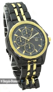 Mens 2-tone Busn-Clubbing Calendar Watch Gold Bezel Silver Dial 8.5" Wrist - Picture 1 of 7
