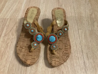 Zapatos Mystique Sandalias Plataforma Chanclas Piedras Cristal Joyas Talla 7 Para Mujer’s Foto 1 de 4