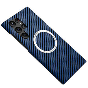 For Samsung Galaxy S23 S22 S21 Ultra Mag Safe Case Magnetic Carbon Fiber Cover