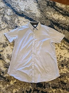 Craft + Flow Navy Diamond Button Down Short Sleeve Collar Shirt, Mens XXL - Picture 1 of 6