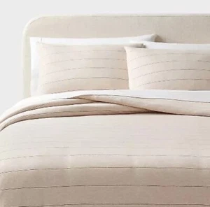 Threshold - Jersey Duvet And Sham Set (3pc) King,Color Oatmeal Heather Striped - Picture 1 of 6