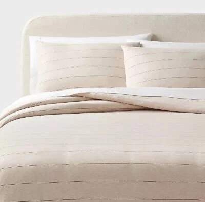 Threshold - Jersey Duvet And Sham Set (3pc)  King,Color Oatmeal Heather Striped - Image 1 of 4