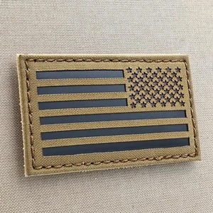 USA Amerikanische umgekehrte Flagge Infrarot IR Kojote braun hellbraun Laser Haken Patch - Bild 1 von 2