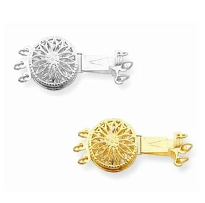 1 Piece 12.5mm 14K Yellow or White Gold 3 Strand Filigree Pearl Clasp - Picture 1 of 3