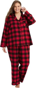 Women's Plus Size Holiday Buffalo Check Plaid Flannel Matching Family PJ Set 3XL - Picture 1 of 2