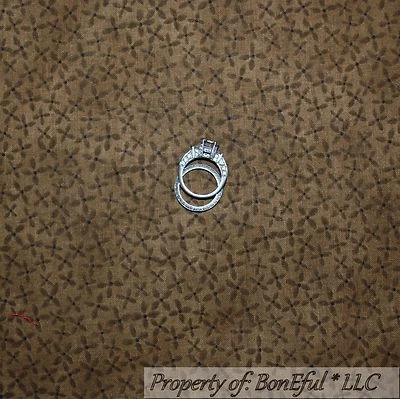 BonEful FABRIC Cotton Quilt Brown Flower Dot Calico Country Cottage 1 LAST SCRAP - Image 1 of 4
