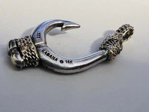 Kabana 14K Solid Gold & Sterling Silver Fishhook Pendant - Picture 1 of 12