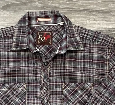 Equilibrio EQ Rooster Shirt Mens VTG Western Plaid Checked Cowboy M  Long Sleeve - Image 1 of 4