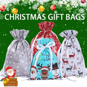 10X Large Christmas Sacks Gift Bags Party Ribbon Drawstring Wrap Present Storage - Picture 1 of 10