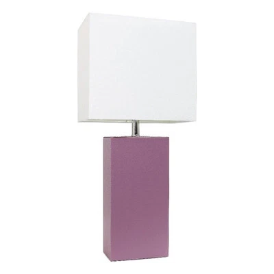 Lámpara de mesa base de cuero púrpura Lalia Home Lexington 21 pulgadas Foto 1 de 4