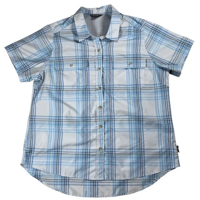 Camisa Eddie Bauer a Cuadros Manga Corta Abotonada Mujer Grande Azul *Ver Fotos Foto 1 de 4