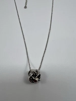 Серебро .925 родия покрытием узел подвеска цепочка ожерелье - Изображение 1 из 4