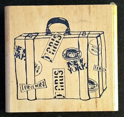 Inkadinkado Rubber Stamps Suitcase with Travel Stickers Trip Vacation - Image 1 of 2