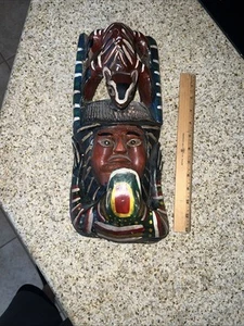Mayan vintage authentic indigenous ceremonial chieftain mask tribal folk art - Picture 1 of 7
