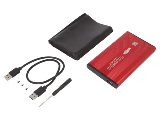 51860 Festplatten Gehäuse: 2,5" PnP SATA III,USB 3.0 Aluminium rot QOLTEC - Bild 1 von 1