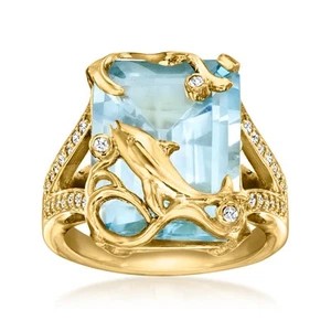 Ross-Simons Bltpz Dolphin Rng w White Zircons in 18k Gold Plate - Picture 1 of 4