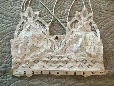 Free People Small White Adella Lace Boho Womens Strappy Back Bralette Bra - Image 1 of 4
