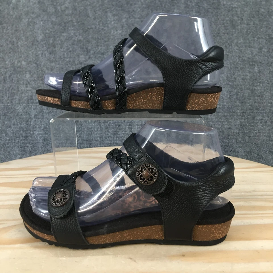 NUEVAS Sandalias Aetrex Para Mujer 5.5 Jillian Trenzadas Cuarto Correa Cordones Negras Foto 1 de 4