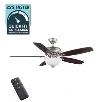 Hampton Bay Southwind II 52 in. Indoor LED Brushed Nickel Ceiling Fan with Light - Image 1 of 3