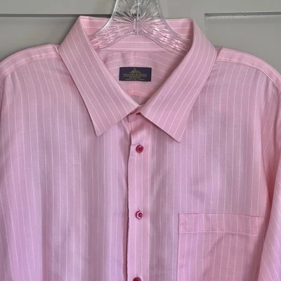 Camisa de vestir Holland & Sherry manga larga rosa a rayas para hombre XXL Foto 1 de 4