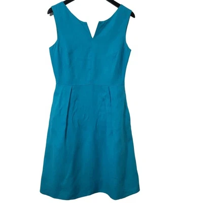 Vestido Kate Spade Mezcla de Lino 8 Sin Mangas Turquesa Línea A Bolsillos Clásico Foto 1 de 4