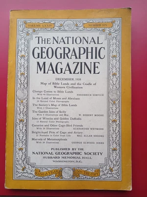 VTG *NATIONAL GEOGRAPHIC* DEC. 1938 BIBLE HOLY LANDS◾CANARIES/BIRDS◾CAR ADS Foto 1 de 4